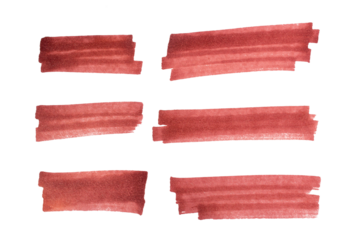 Hand drawn red marker brush strokes set, abstract ink highlight banners collection for underline, text background, emphasis, design elements, doodle sketch