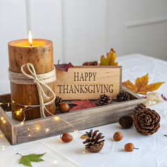 Happy Thanksgiving Autumn Background with Leaves