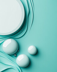 Teal template with a large semi-transparent circle in the top-left and smaller circles aligned on the right. Text space is positioned in the bottom-left