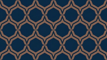 Fototapeta premium A modern and minimal dark blue background featuring a seamless geometric pattern of interconnected brown lines