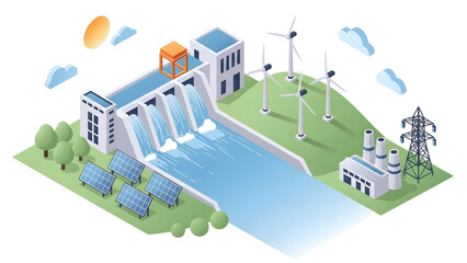 Hydroelectric Power Plant Illustration