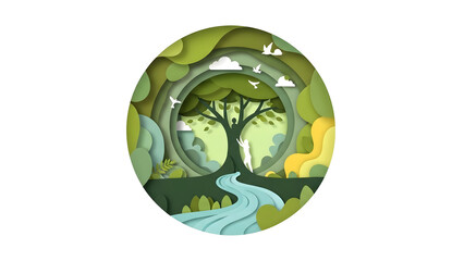 Fantasy Forest River Illustration