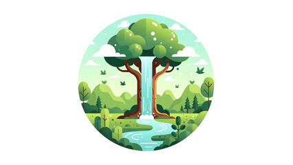 Nature Landscape Circular Illustration