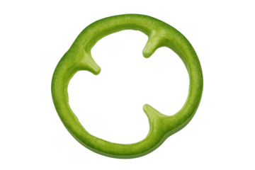 Green bell pepper slice ring on transparent background