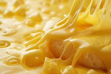 Stringy melted cheese stretches and flows, creating a visually appealing texture