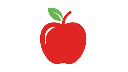 Fresh ripe red apple with a green leaf isolated on a white background as a healthy organic fruit icon for a delicious natural diet illustration