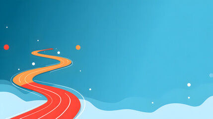 Winding path journey through vibrant landscape abstract art digital design bright environment