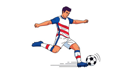 Naklejka premium vector illustration of a football player kicking the ball