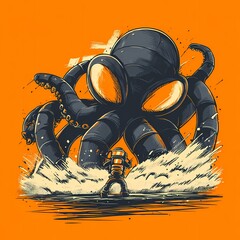 Conceptual illustration of human emotion with a diver