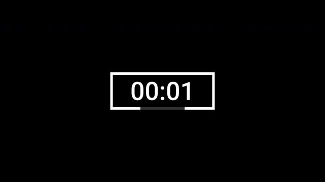 Minimalist 5 second countdown timer with white progress bar on black background, perfect for intros, transitions, and time-sensitive motion graphics. 4K video