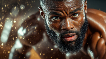 Sprinter powering forward with unwavering determination, focused on victory