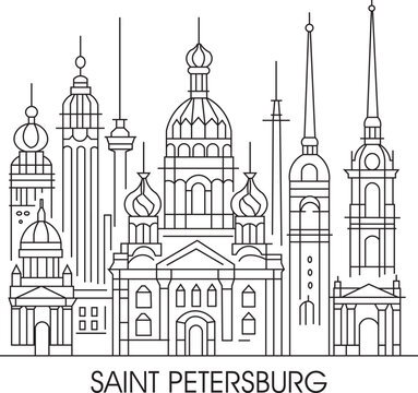 Saint Petersburg City Line Draw Simple Minimalist