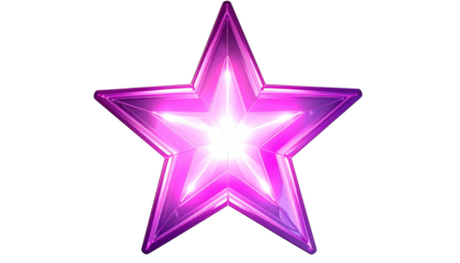 A glossy, five-pointed star with a luminous, glowing core, in shades of pink and purple