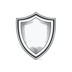 Obraz premium Clean shield illustration features stylized outline and shading providing a sense of depth and dimension on a white background