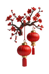 chinese lantern with red apple