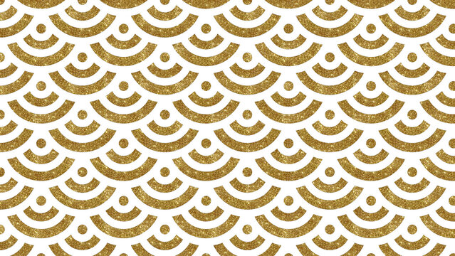seamless elegant luxury and rich geometric semicircle wave and dot style pattern of metallic gold glitter texture background
