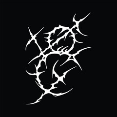 Abstract dark metal sigil with sharp thorny edges.