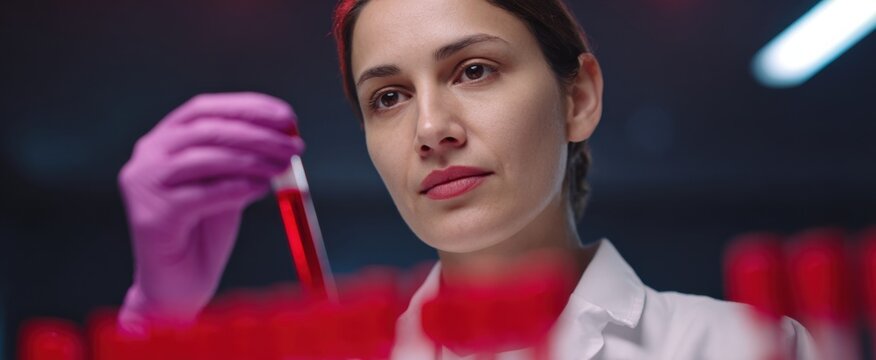 A medical technician is fishing for answers in a sea of blood samples. - Powered by Adobe
