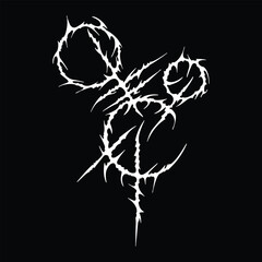 Abstract chaotic line art sigil for dark concept.