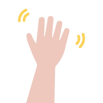 Waving Hands. Hello and goodbye. Friendly greeting gesture, communication concept. Flat character vector design Illustration.