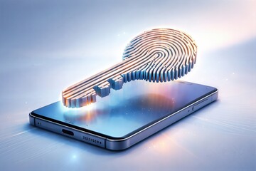 Innovative technology unlocking security access with biometric fingerprint recognition emerging from a smartphone representing advanced digital identity authentication