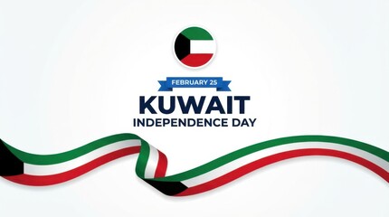 kuwait independence day background with round emblem of the national flag on white space bold typography with the text clean modern design copy space
