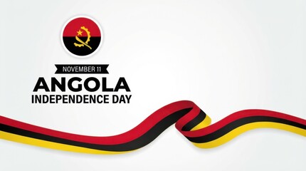 angola independence day background with round emblem of the national flag on white space bold typography with the text clean modern design copy space
