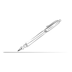 Pen Drawing Single Continuous Line Art on White Surface for Design and Illustration