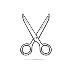 Fototapeta premium Open Scissors Sketch Hand Drawn Tool for Cutting and Crafting with Handles