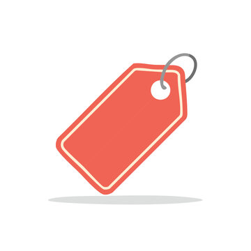 Minimalist Red Price Tag Icon with Ring and Shadow for Retail and E-commerce Use