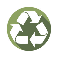 Fototapeta premium Recycling arrows symbol in olive green circle promoting environmental sustainability