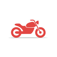 Fototapeta premium Red Motorcycle Icon Graphic on White, Represents Vehicle, Transportation and Motorbike, Style Element