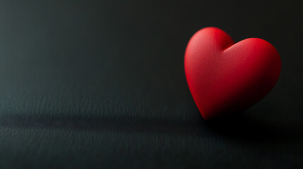 Obraz premium A solitary, vibrant red heart rests upon a textured charcoal surface, embodying themes of love, emotion, and stark beauty. Minimalist composition, maximum impact.