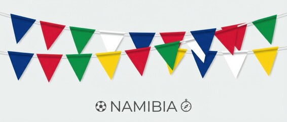 namibia triangular flag bunting garland graphic design set featuring festive pennant banners in national flag colors