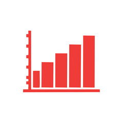 Red bar graph illustration displays increasing trend and positive growth representing financial statistics and data visualization for business analysis and progress tracking