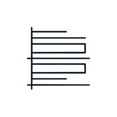 Obraz premium Horizontal bar chart graph with various row lengths visualizing data analytics