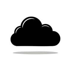 Fototapeta premium Simple Black Cloud Icon with Shadow for Weather Forecast and Technology Concepts