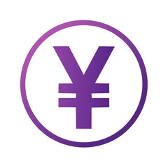 Obraz premium Purple Gradient Yen Symbol within Circle representing Japanese Currency and International Finance