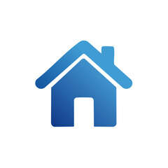 Fototapeta premium Blue Gradient Home Symbol Housing Icon Representation Building Architecture Family Residence Signage