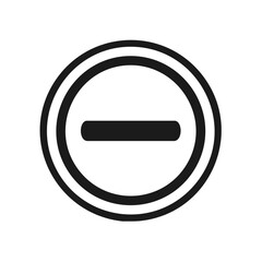 Subtract symbol in a circle design element for graphic needs, negative sign black and white icon, prohibition symbol, minimal