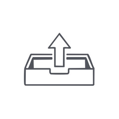 Simple Upload Icon Illustrating Data Transfer and Website Interaction, Line Art Style