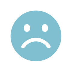 Sad Light Blue Circular Emoticon with Downturned Mouth Displaying Unhappiness and Discouragement Mood