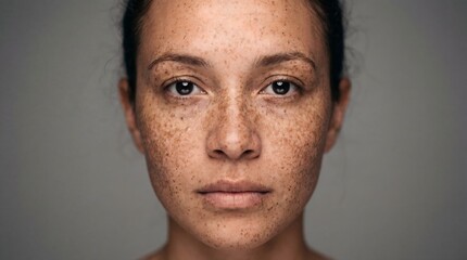 Obraz premium Portrait of a Woman: An intimate portrait, highlighting the beauty of a woman, with her captivating gaze. Emphasizing a natural look and subtle artistry.