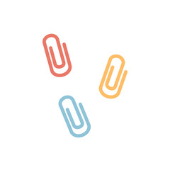 Fototapeta premium Colorful paper clips. School supplies, stationery concepts. Flat decorative vector design isolated illustration. 