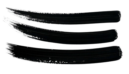Three parallel black brushstrokes of varying widths, white at their starting points, on black