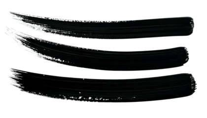 Three parallel black brushstrokes of varying widths, white at their starting points, on black