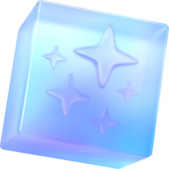 Obraz premium Abstract glassy cube with AI stars