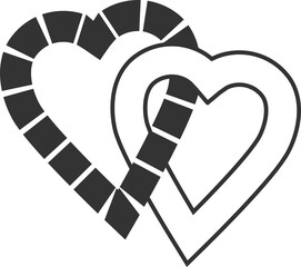 Two Hearts Interlocking Hearts Graphic in Black and White Doodle Romance and Love Illustration