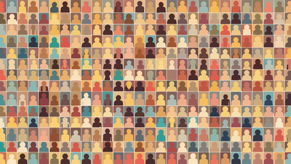 Fototapeta premium Seamless Pattern of Diverse Human Head Silhouettes Representing Population and Community isolated PNG with Transparent Background