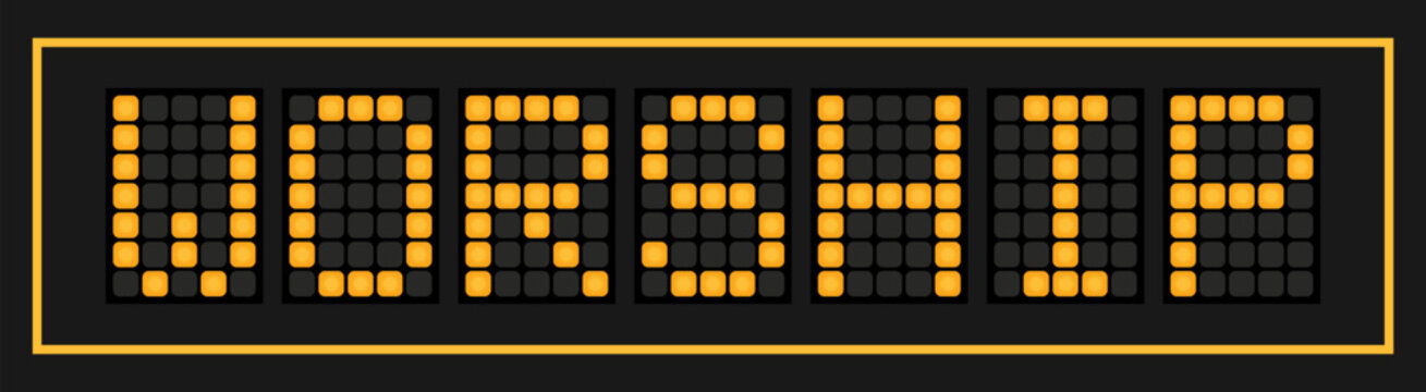 Orange color led banner in word worship on black background